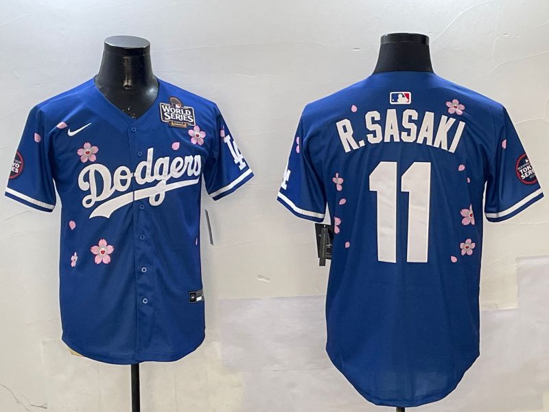 Men Los Angeles Dodgers 11 R.Sasaki Blue Sakura Edition 2025 Nike MLB Jersey style 8